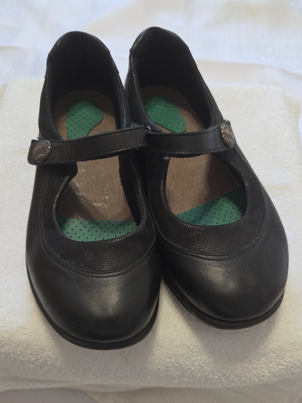 SAS Black Leather Mary Jane Flats